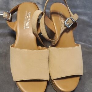 Michael By Michael Shannon Tan Wedge Sandals